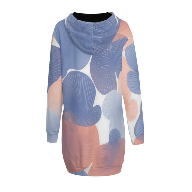 Floral Shapes Pattern Women Long Sleeve Casual Hoodie Sweatshirt Dress