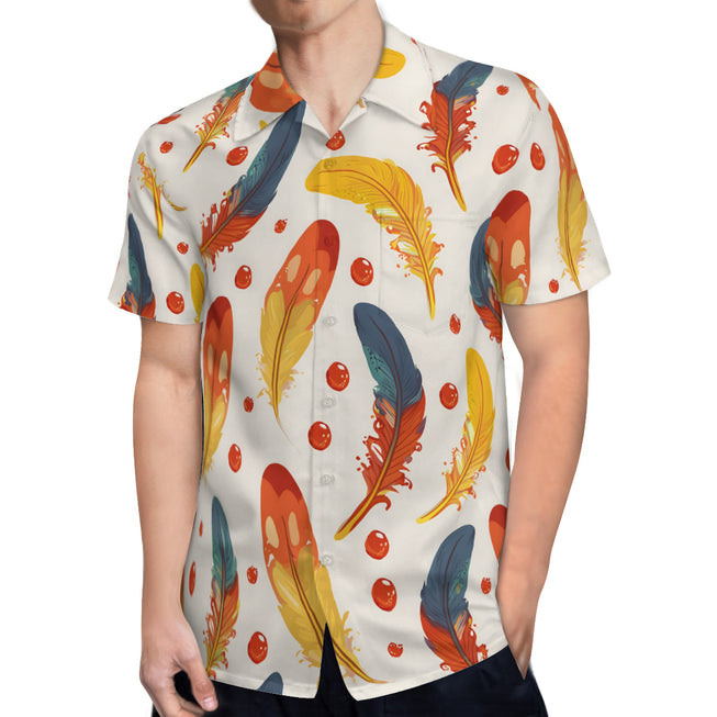 Vibrant Feathers Men's Casual Short-Sleeved Shirt