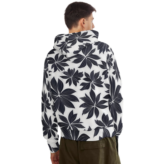 Black Floral Shapes Adult Hoodie