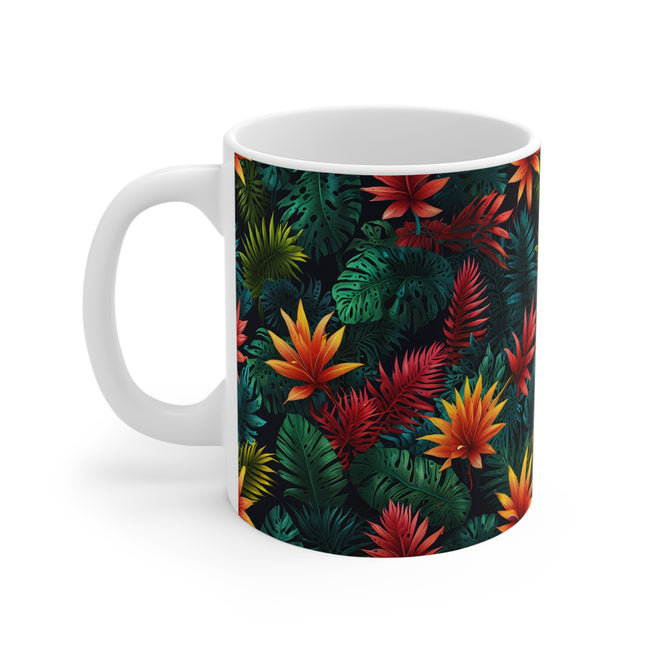 Tropical Flower Pattern Mug 11oz