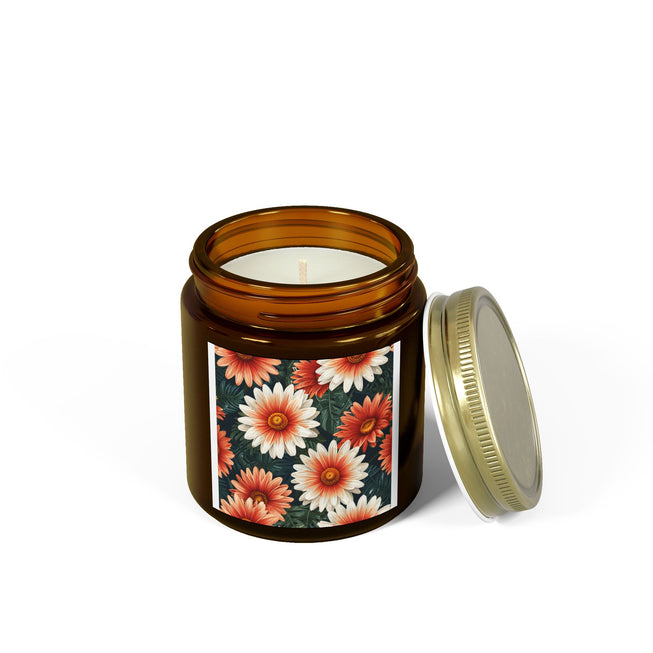 Flower Pattern Scented Coconut Apricot Candles (4oz, 9oz)