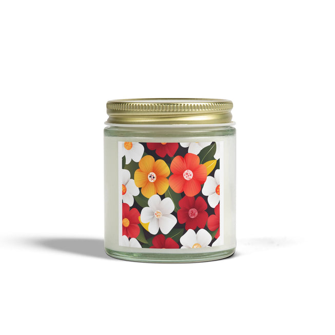 Flower Pattern Scented Coconut Apricot Candles (4oz, 9oz)