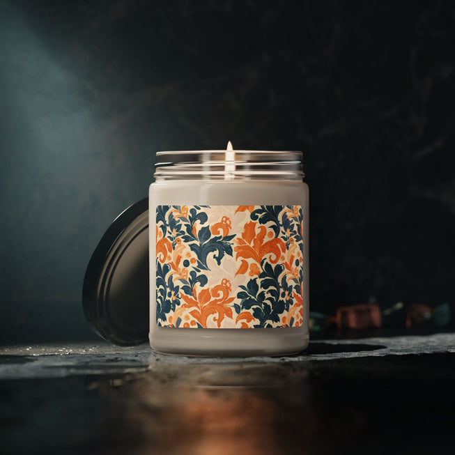 Floral Pattern Scented Soy Candle, 9oz