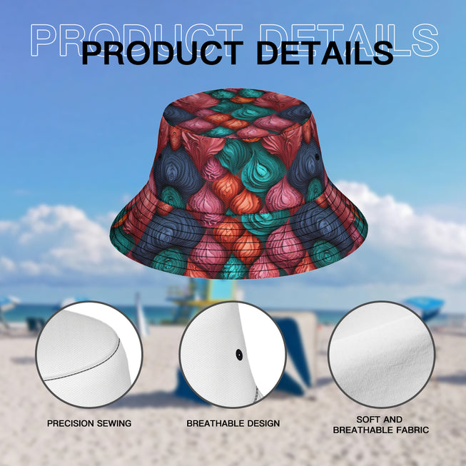 Abstract Seamless Pattern Double-Sided Unisex Polyester Bucket Hat