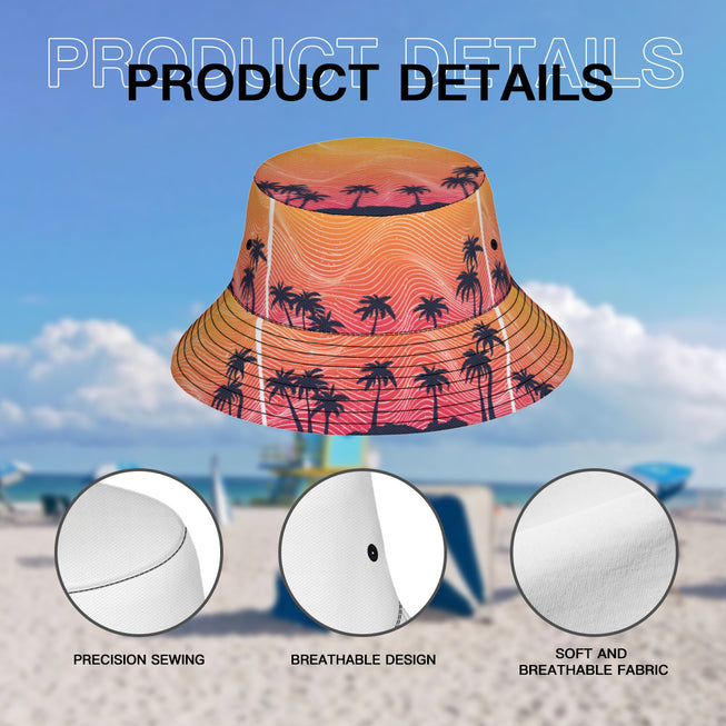 Sunset Pattern Double-Sided Unisex Polyester Bucket Hat