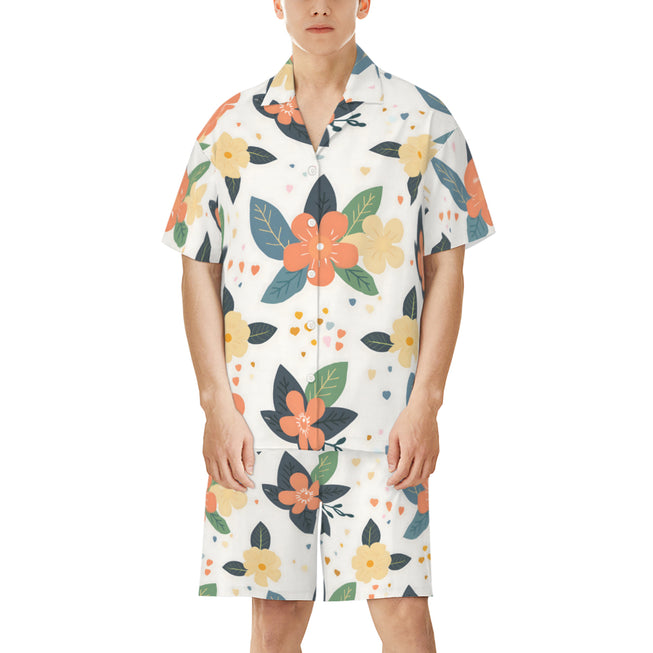 Firefly Floral Seamless Pattern Men's Shirt And Short Set