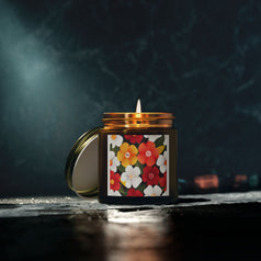 Flower Pattern Scented Coconut Apricot Candles (4oz, 9oz)