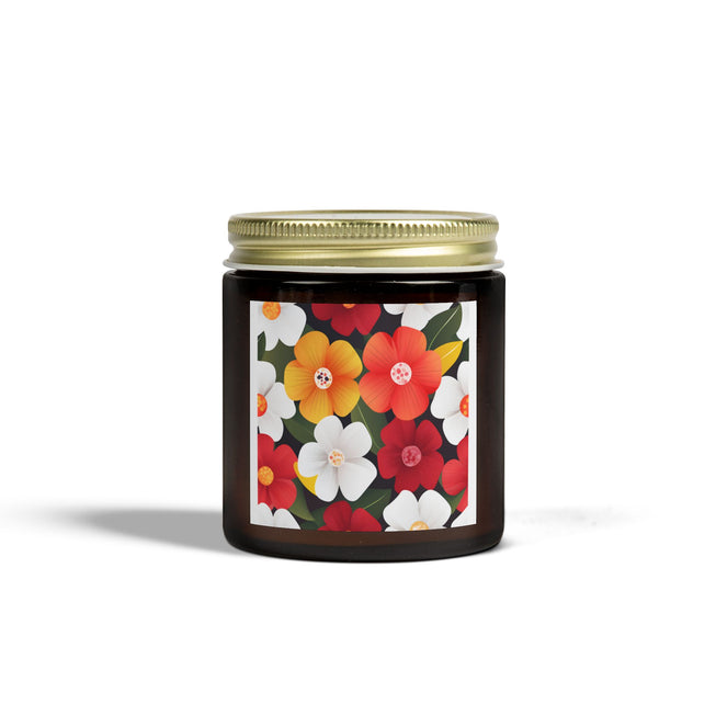 Flower Pattern Scented Coconut Apricot Candles (4oz, 9oz)