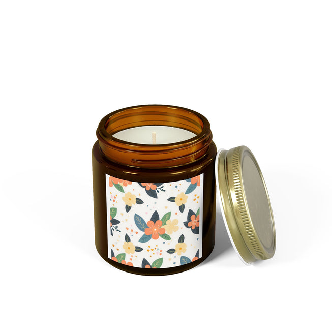 Floral Pattern Scented Coconut Apricot Candles (4oz, 9oz)