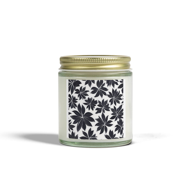 Black And White Flower Pattern Scented Coconut Apricot Candles (4oz, 9oz)