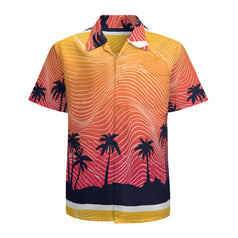 Sunset Pattern Men's Casual Short-Sleeved Shirt