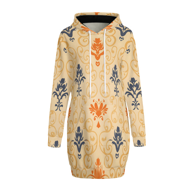 Abstract Pattern Women Long Sleeve Casual Hoodie Sweatshirt Dress