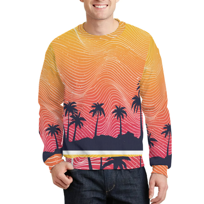 Sunset Pattern Crew Neck Sweater