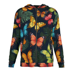 Tropical Butterfly Zip Up Hoodie