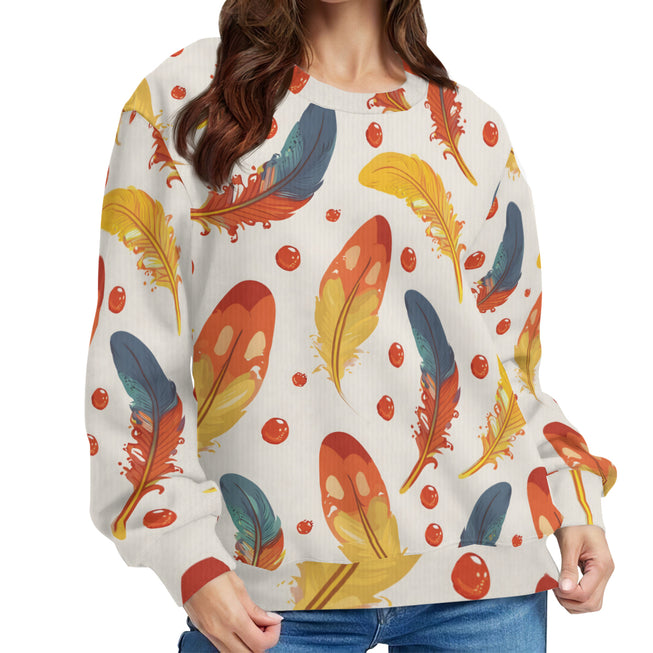 Vibrant Feathers Crew Neck Sweater