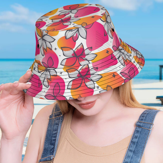 Floral Shapes Double-Sided Unisex Polyester Bucket Hat