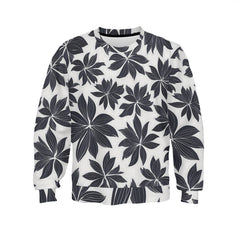 Black Floral Shapes Crew Neck Sweater