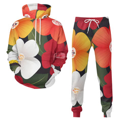 Floral Pattern Men's Adult Hoodie Set