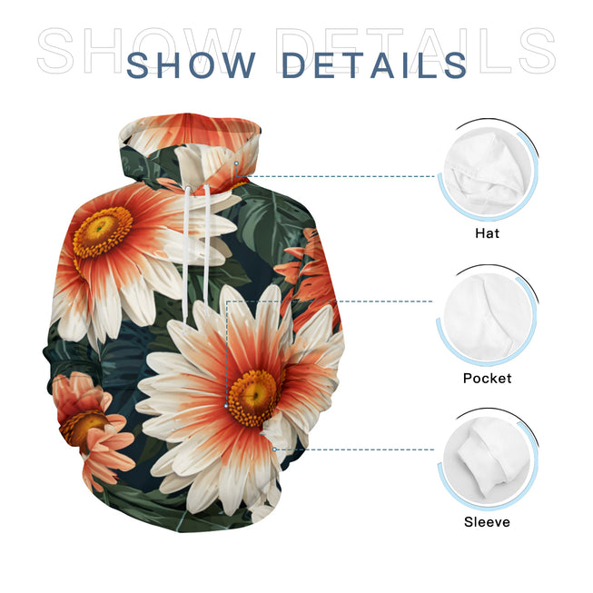 Daisy Pattern Men's Adult Hoodie Set