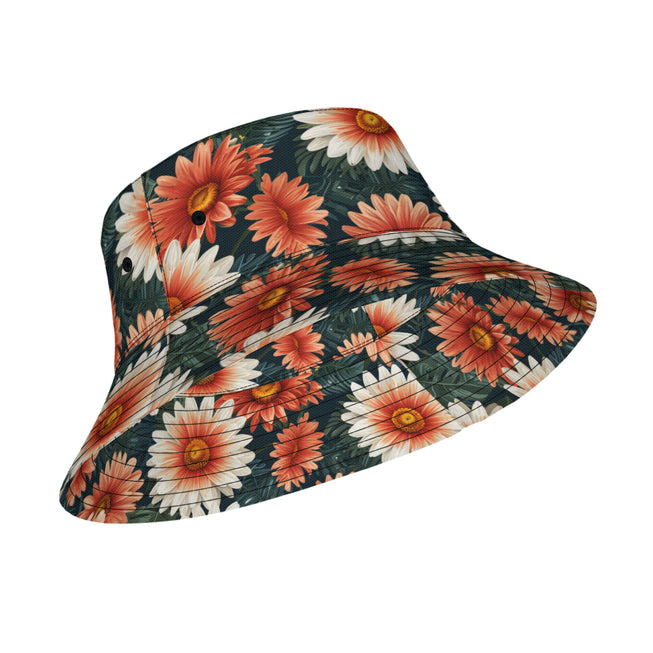 Daisy Pattern Double-Sided Unisex Polyester Bucket Hat