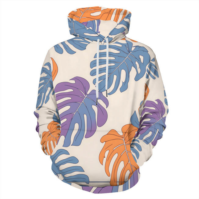 Bold Tropical Leaf Pattern Adult Hoodie