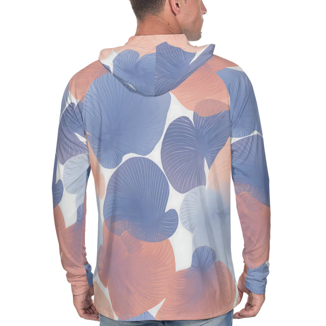 Floral Shapes Pattern Men's Sun Protection Long Sleeve Hoodie