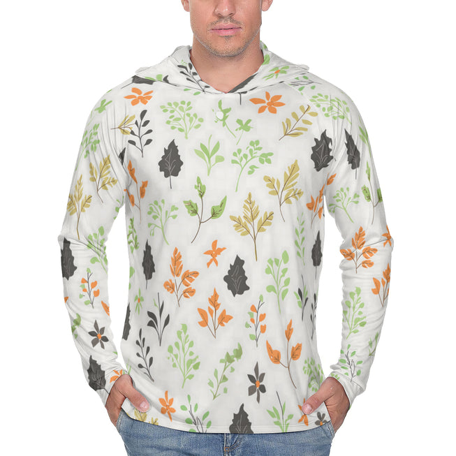 Green and Black Floral Men's Sun Protection Long Sleeve Hoodie