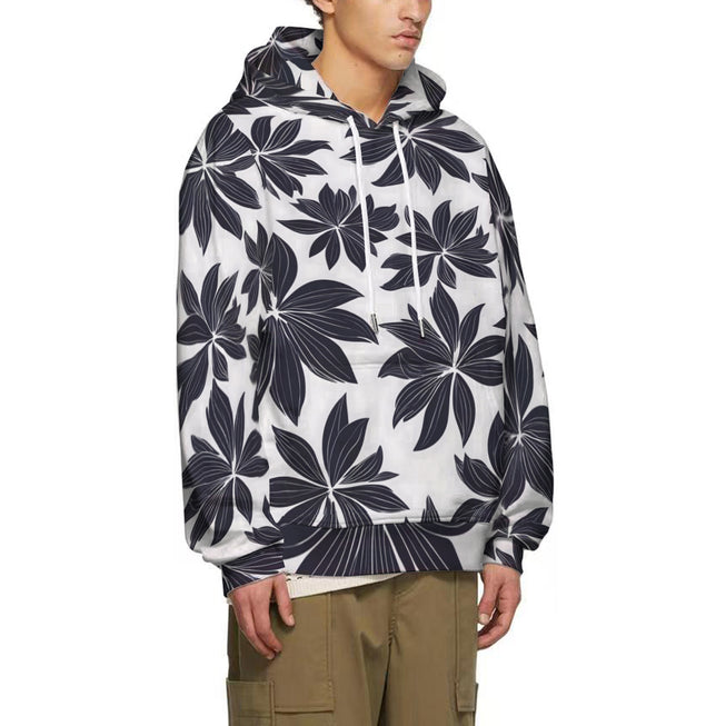 Black Floral Shapes Adult Hoodie