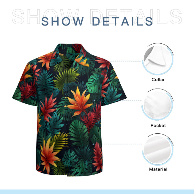 Tropical Pattern Men's Casual Short-Sleeved Shirt