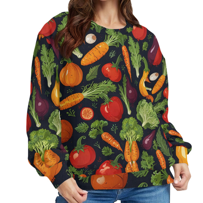 Veggies Pattern Crew Neck Sweater