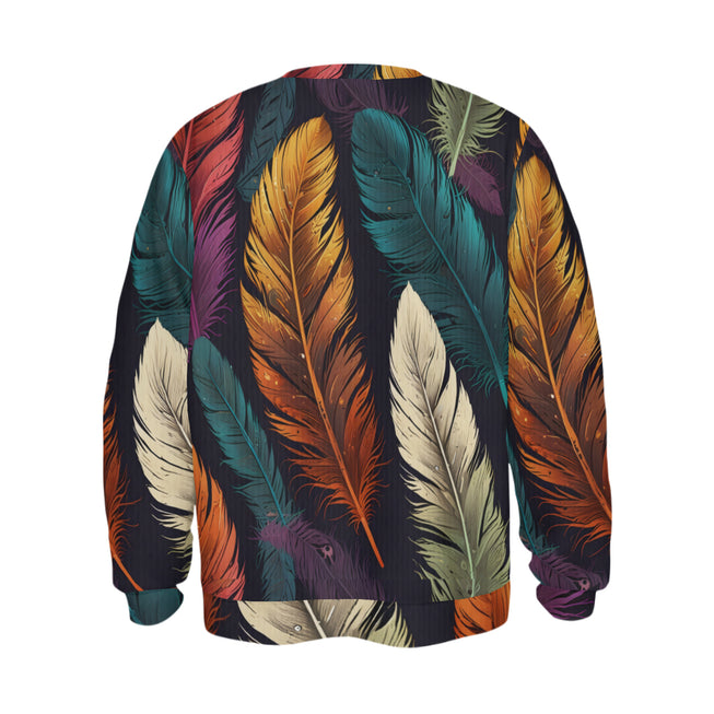 Elegant Feathers Crew Neck Sweater