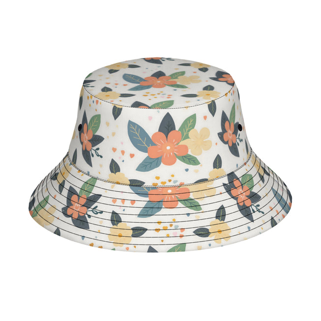 Firefly Floral Seamless Pattern Double-Sided Unisex Polyester Bucket Hat