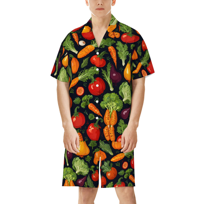 Veggies Pattern Men's Shirt And Short Set