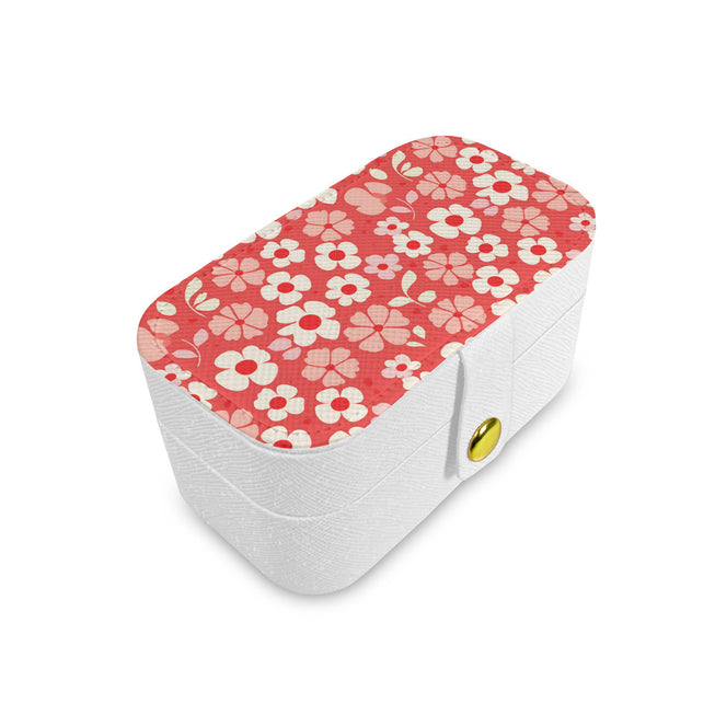 Red Floral Personalized Portable Jewelry Box