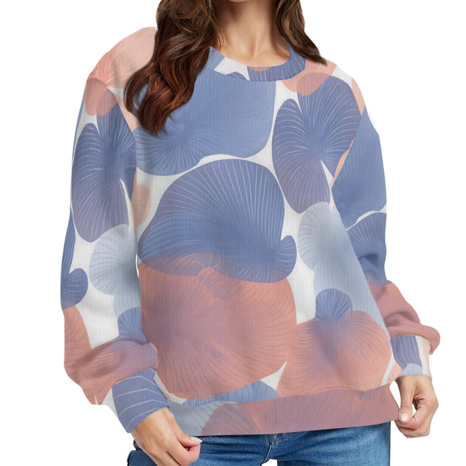 Floral Shapes Pattern Crew Neck Sweater