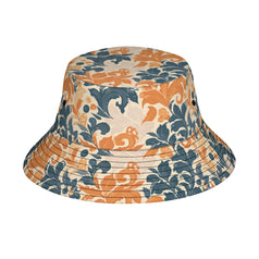 Orange Floral Double-Sided Polyester Unisex Bucket Hat