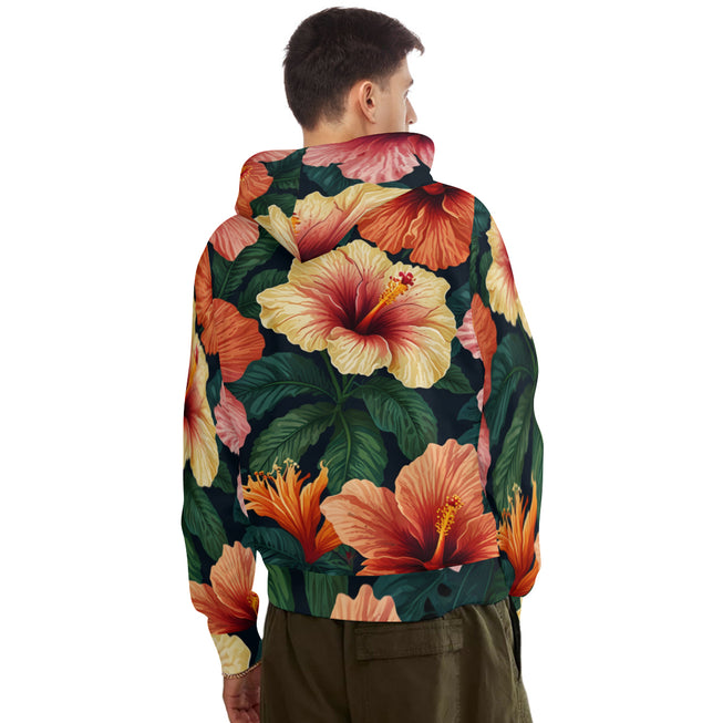 Hibiscus Tropical Pattern Adult Hoodie