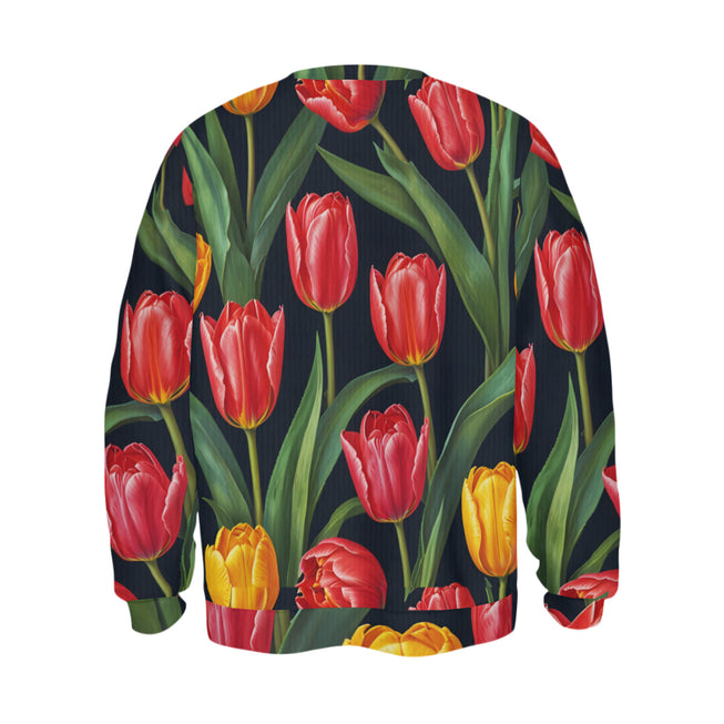 Tulip Pattern Crew Neck Sweater