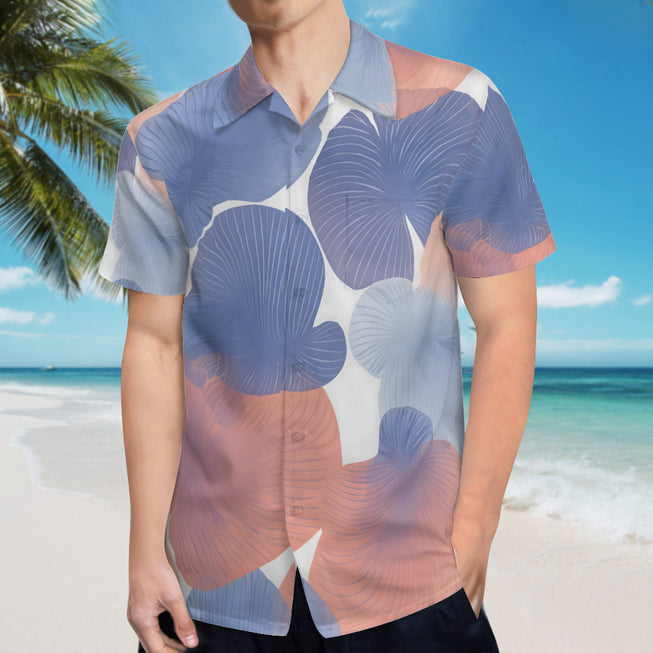 Floral Shapes Pattern Men's Casual Short-Sleeved Shirt