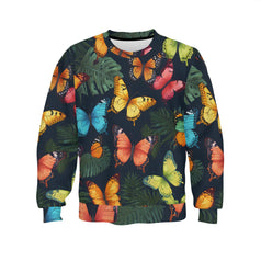 Tropical Butterfly Crew Neck Sweater