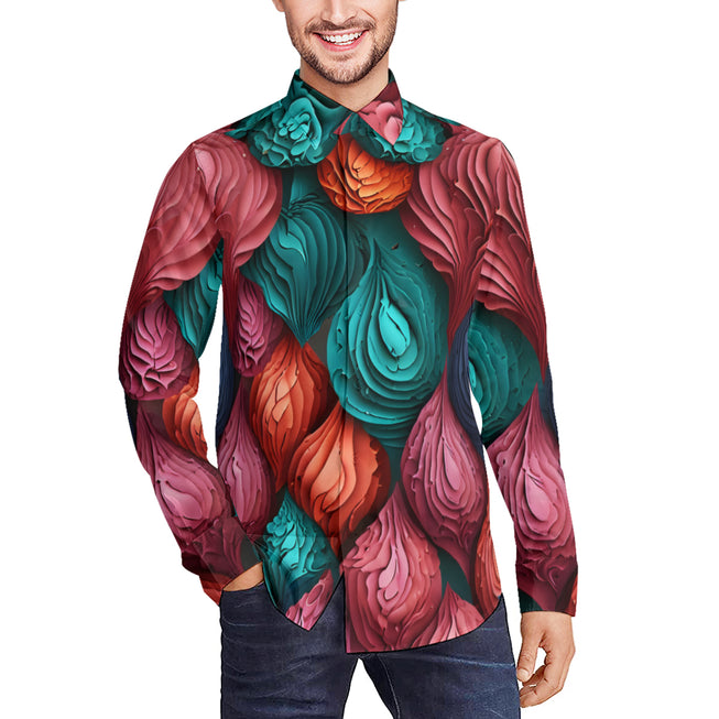 Abstract Seamless Pattern Men's Classic Long-Sleeved Shirt