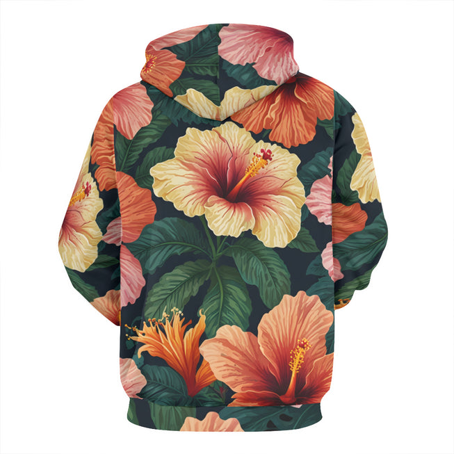 Hibiscus Tropical Pattern Adult Hoodie