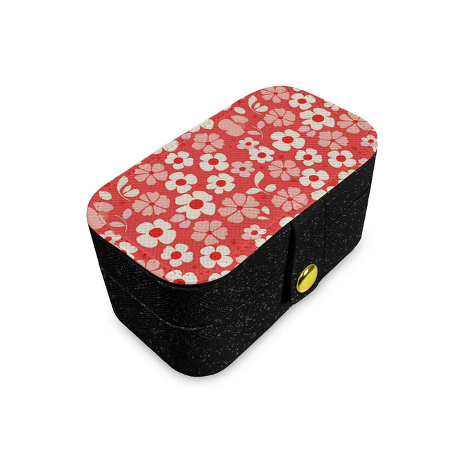 Red Floral Personalized Portable Jewelry Box