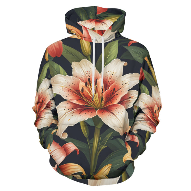 Lily Flower Pattern Adult Hoodie