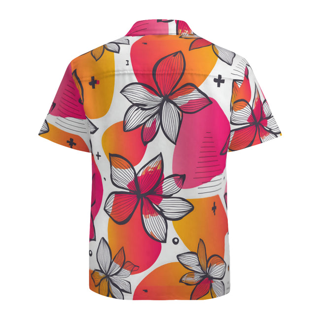 Floral Shapes Men's Casual Short-Sleeved Shirt