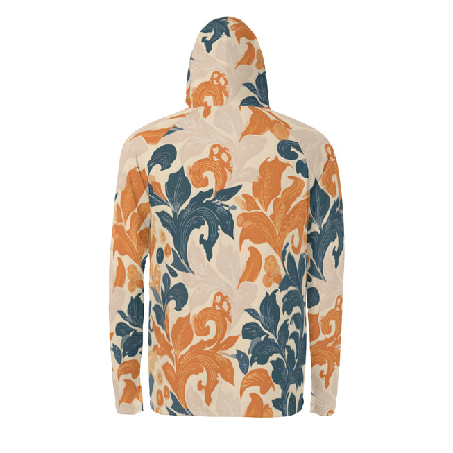 Orange Floral Men's Sun Protection Long Sleeve Hoodie