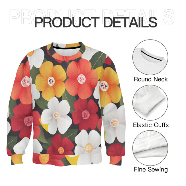 Floral Pattern Crew Neck Sweater