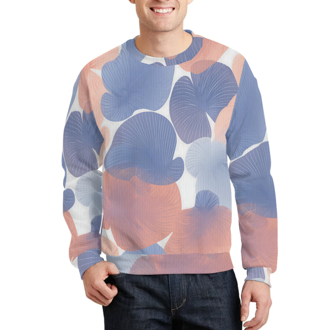 Floral Shapes Pattern Crew Neck Sweater