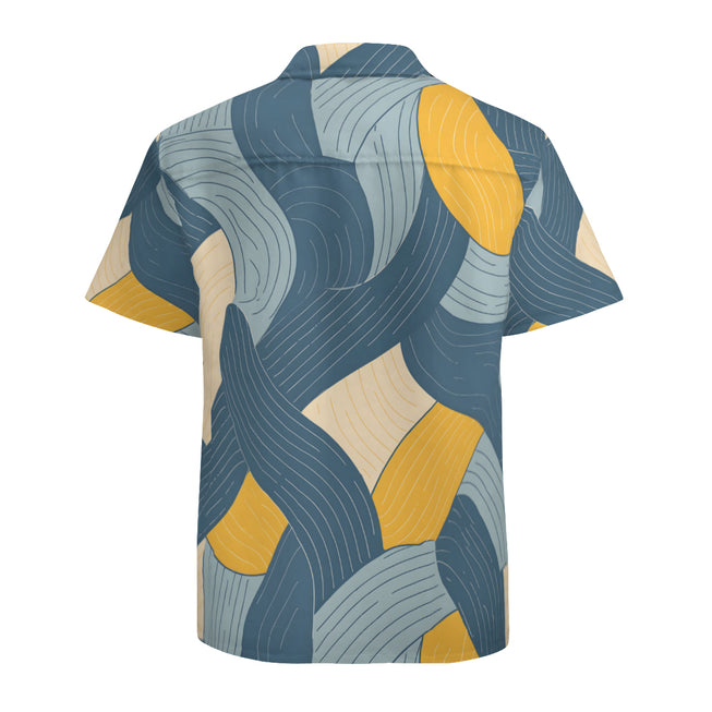 Abstract Orange And Blue Men's Casual Short-Sleeved Shirt