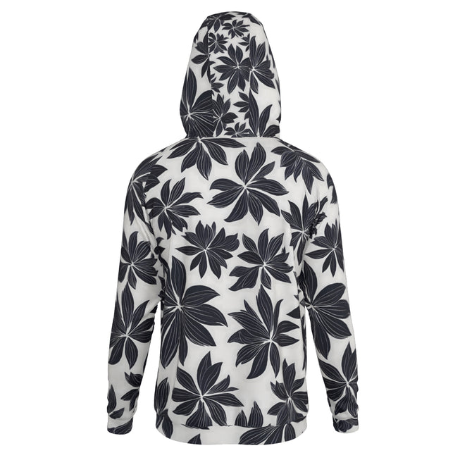 Black Floral Shapes Men's Zip Up Hoodie